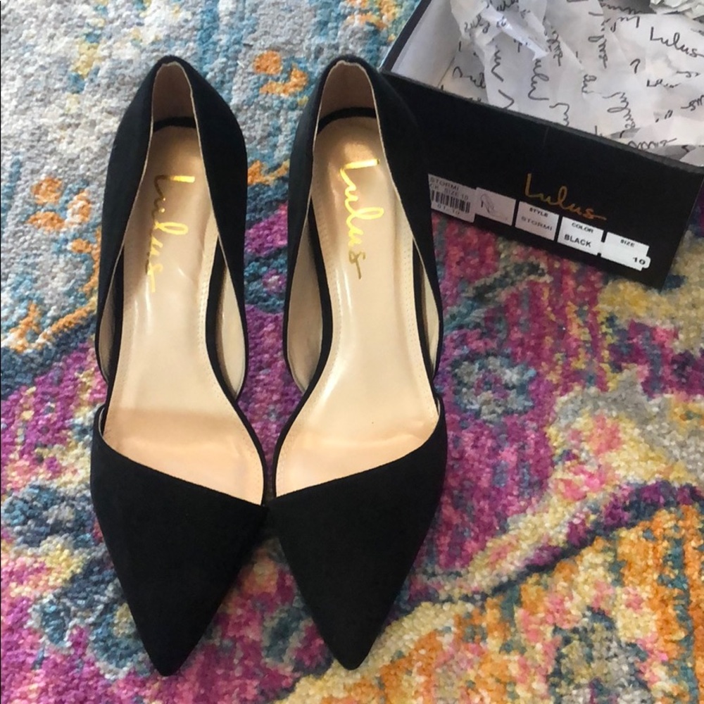 Lulu’s Stormi Black Suede D'Orsay Pumps size 10